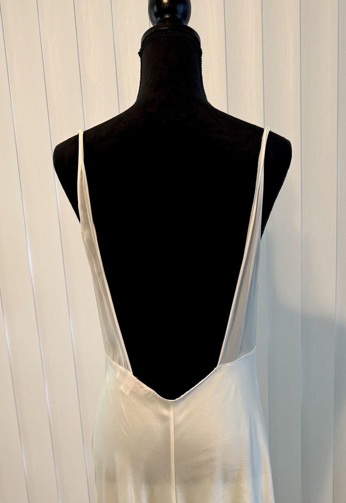 Vtg Victoria’s Secret 100% Silk Slip Dress Gown Ivory 90/Y2K Cowl Neck Deep Back
