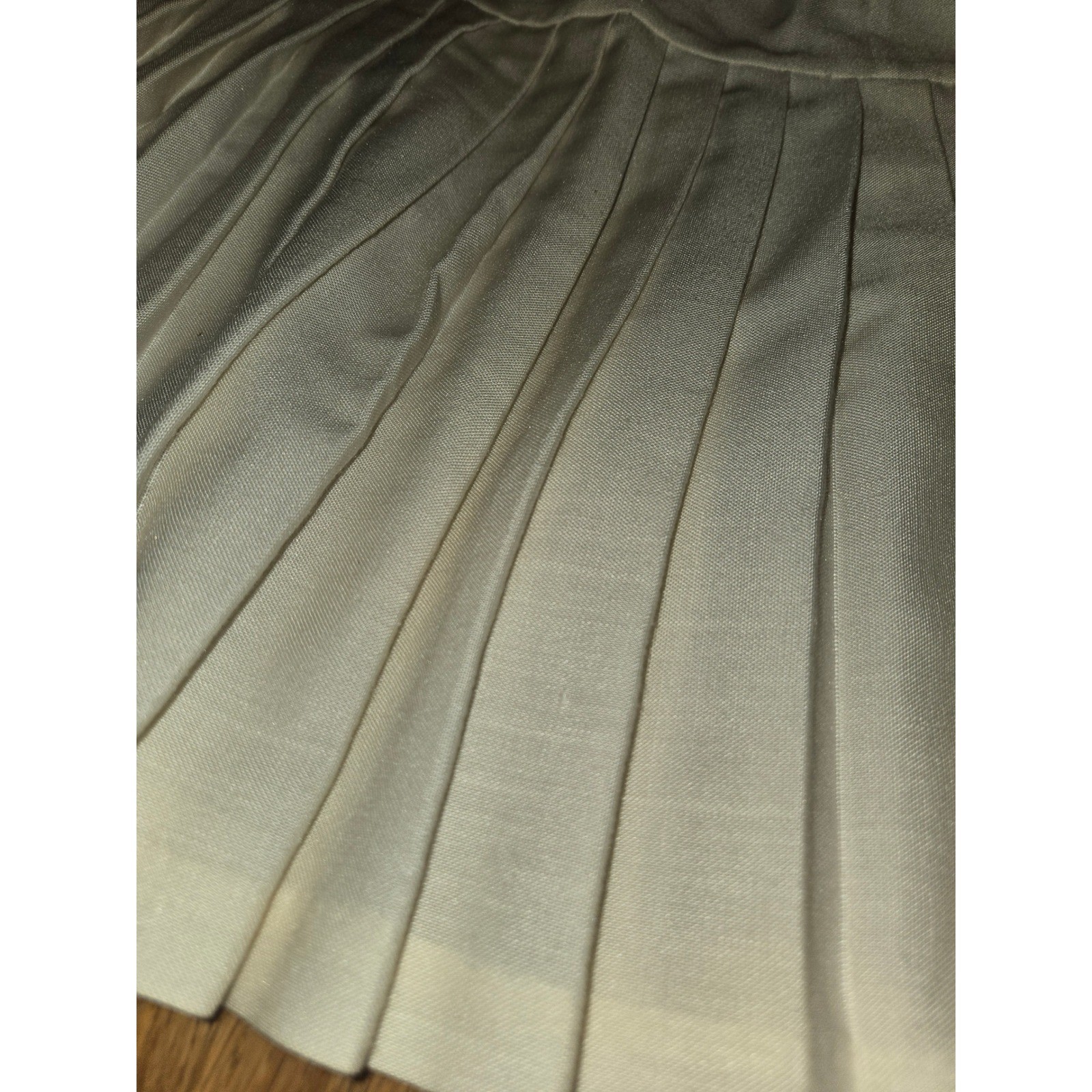 Vintage Women 13/14 Cream White Drop Waist Pleated Elastic Waist USA Midi Skirt