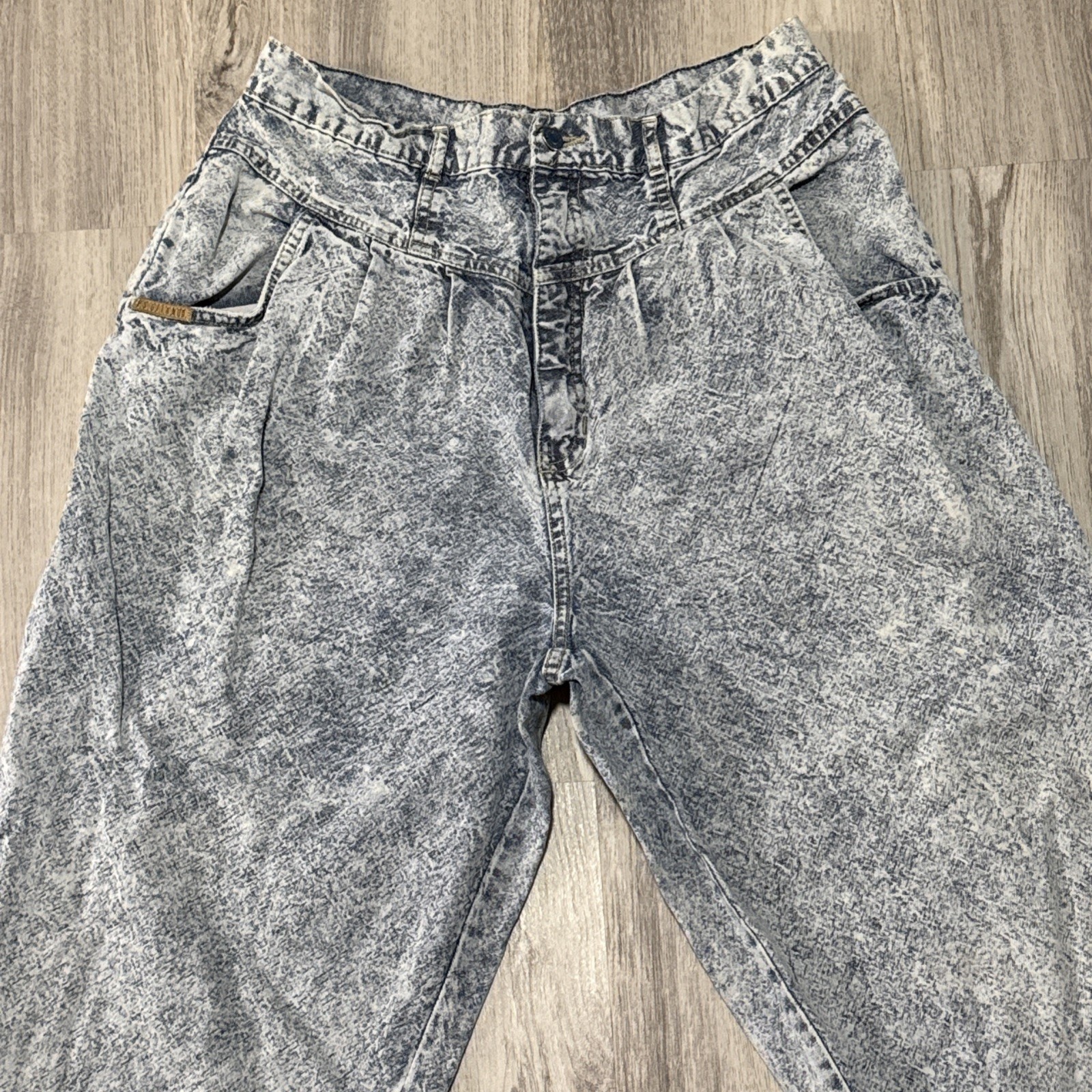 PS Gitano High Waist Pleated Tapered Mom Jeans Sz 16 Long Acid Wash 80s Vintage
