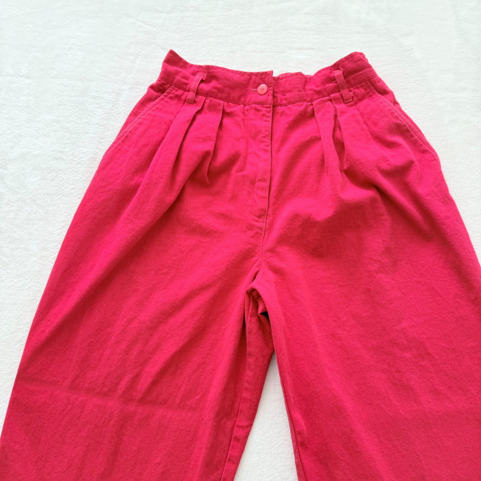 Vintage Rafaella Pink High Waist Pleated Pants Womens 10 100% Cotton Made Greece