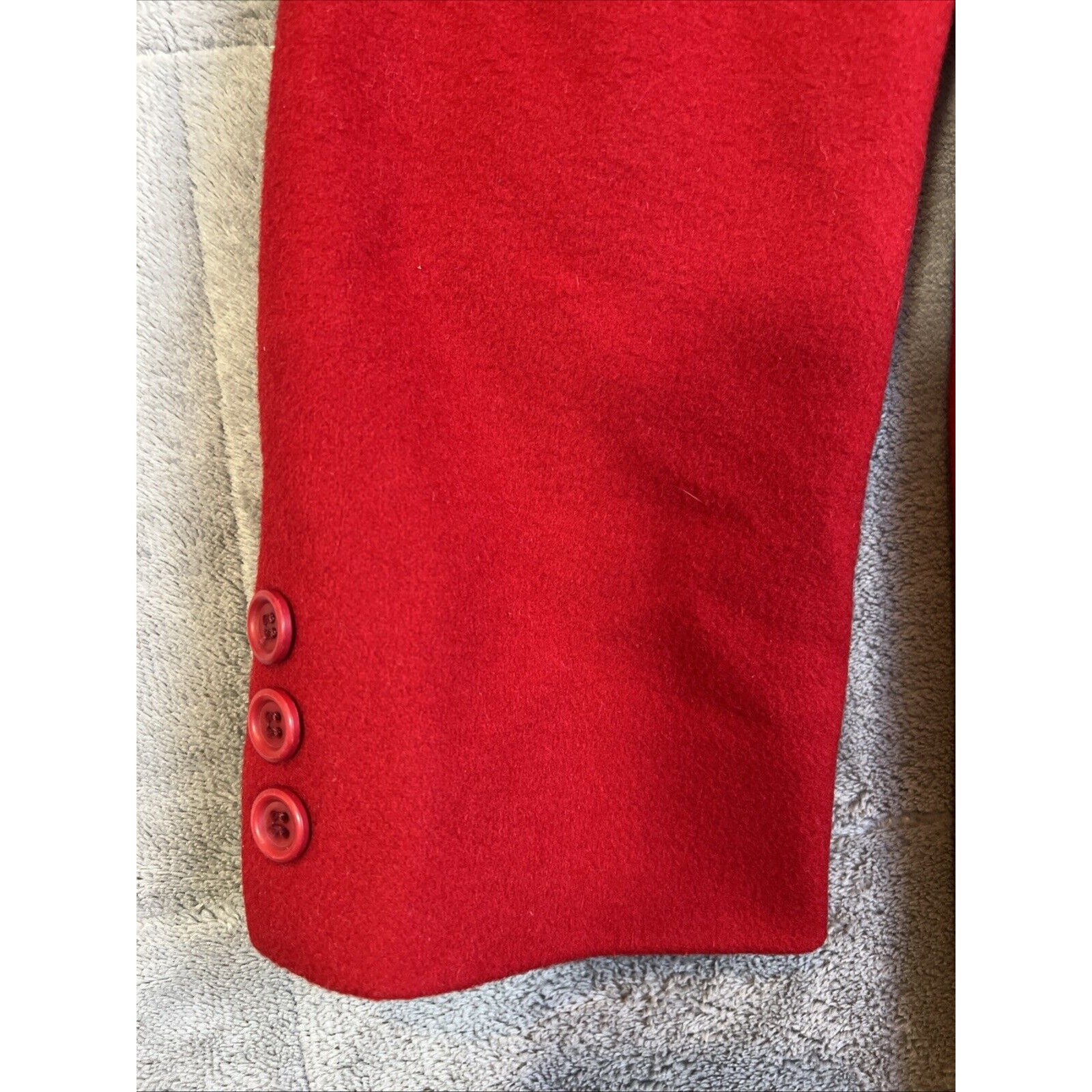 Lands’ End Wool Cashmere Blazer 10 Red Single Button Pockets Long Y2K USA