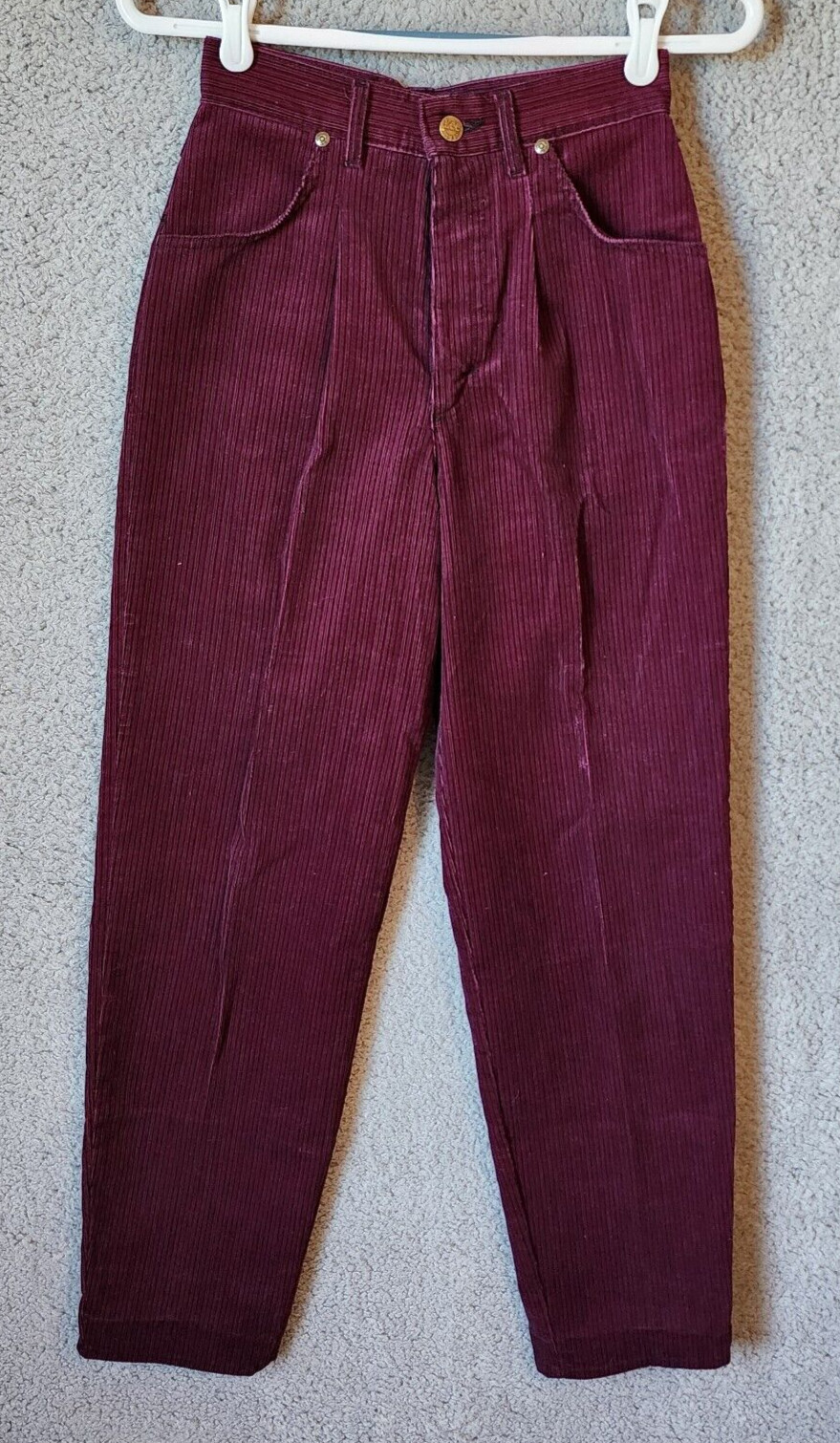 Vtg 70s Lee Women’s High Waisted Velvet Straight Jeans Pants Burgundy Striped 12