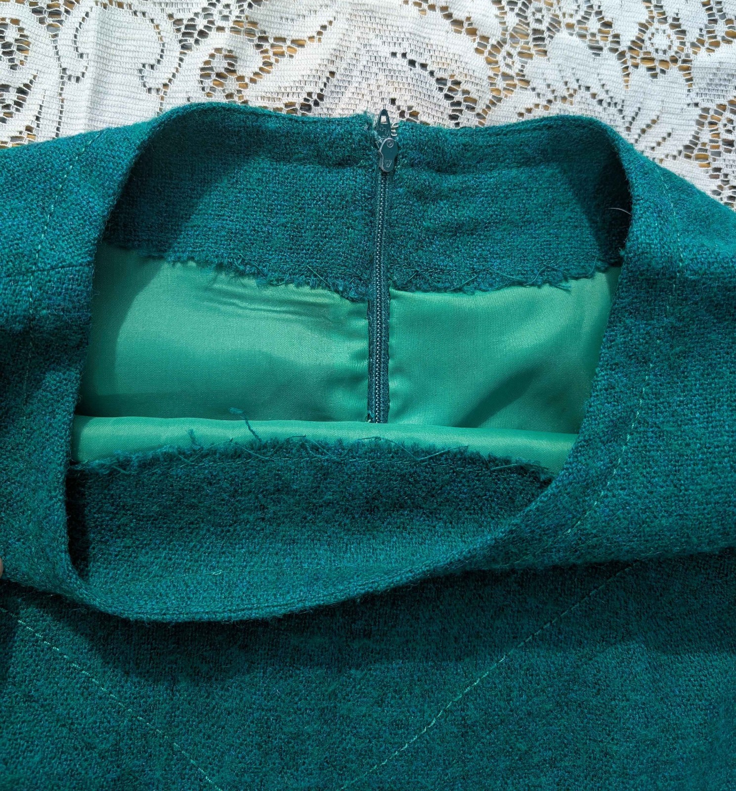Vintage Handmade 60s Mod GoGo Teal Green Mohair Cocktail Shift Sheath Mini Dress