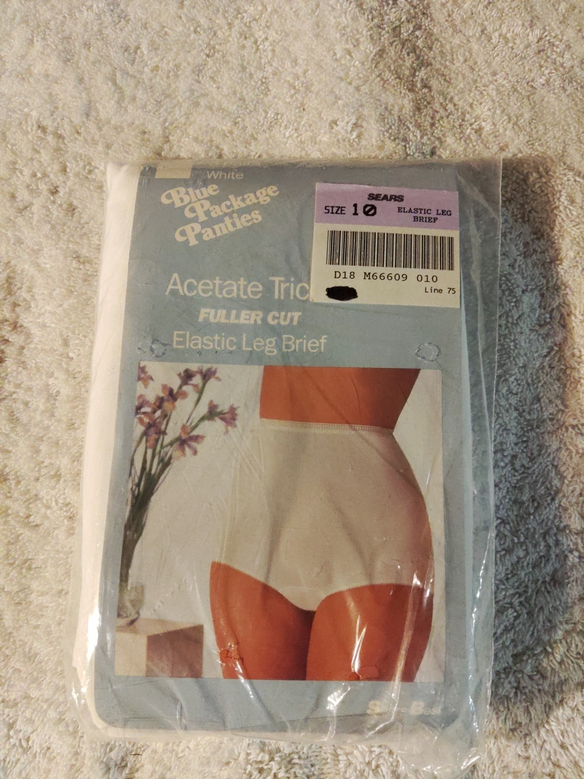 New! Sears Blue Package Panties Sz 10 White 100% Acetate Tricot