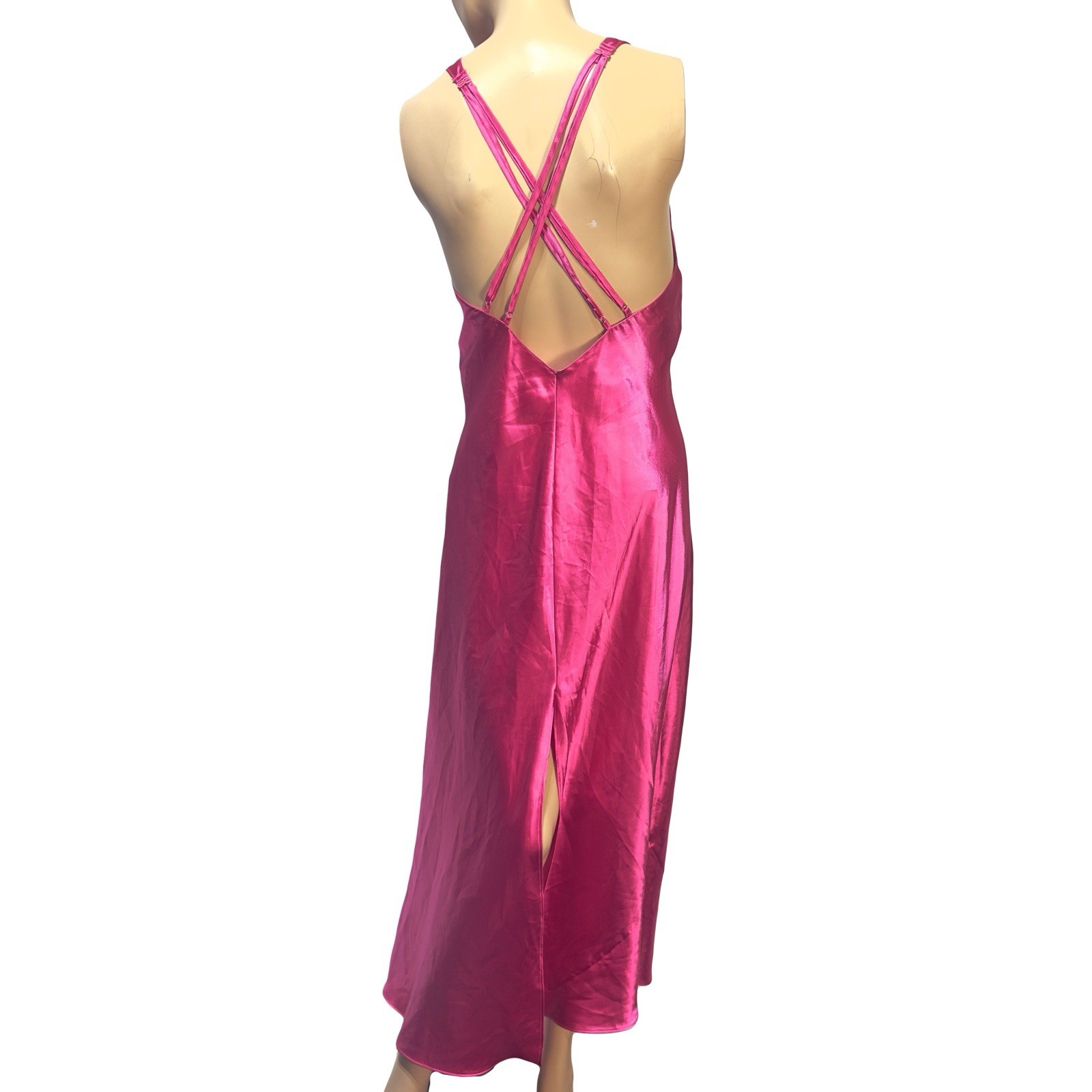 Fredericks of Hollywood Vintage Y2K Pink Satin Maxi Negligee Slip Dress Size M