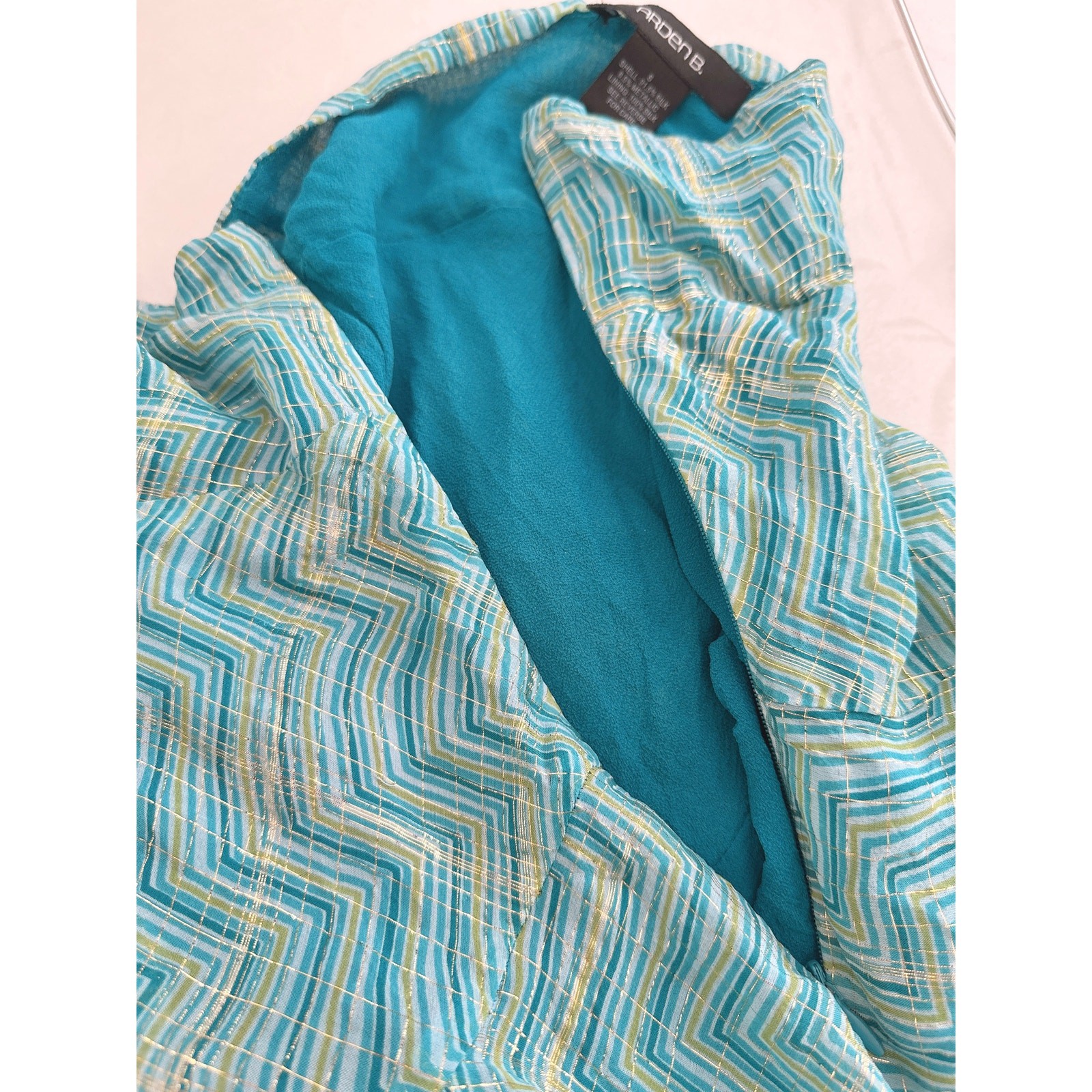 Y2K Vintage Arden B 100% Silk Gold Lurex Asymmetric Handkerchief Dress Small