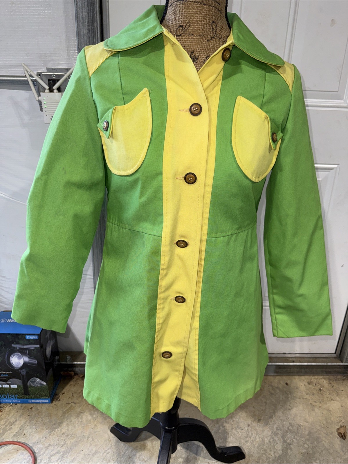 Vintage 1970’s Young Ladies Green & Yellow Jacket Coat