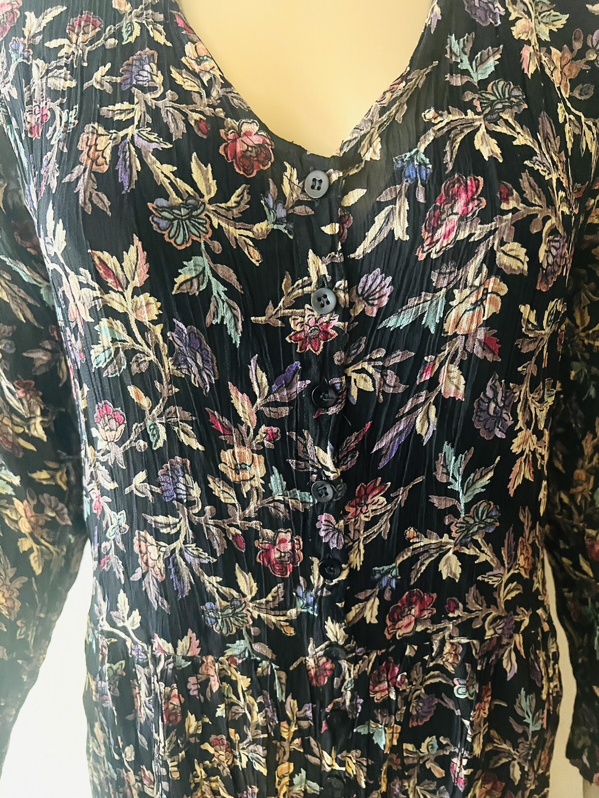 MINT Beautiful VTG Starina Floral Maxi Dress Cottagecore Whimsical Goth Medium