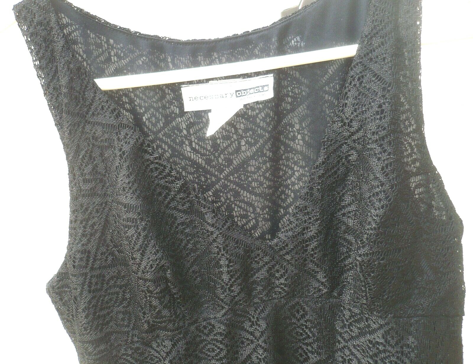 VTG FLAPPER FRINGE BLACK LACE NECESSARY OBJECTS L M S DRESS COSTUME SHEATH WOMEN