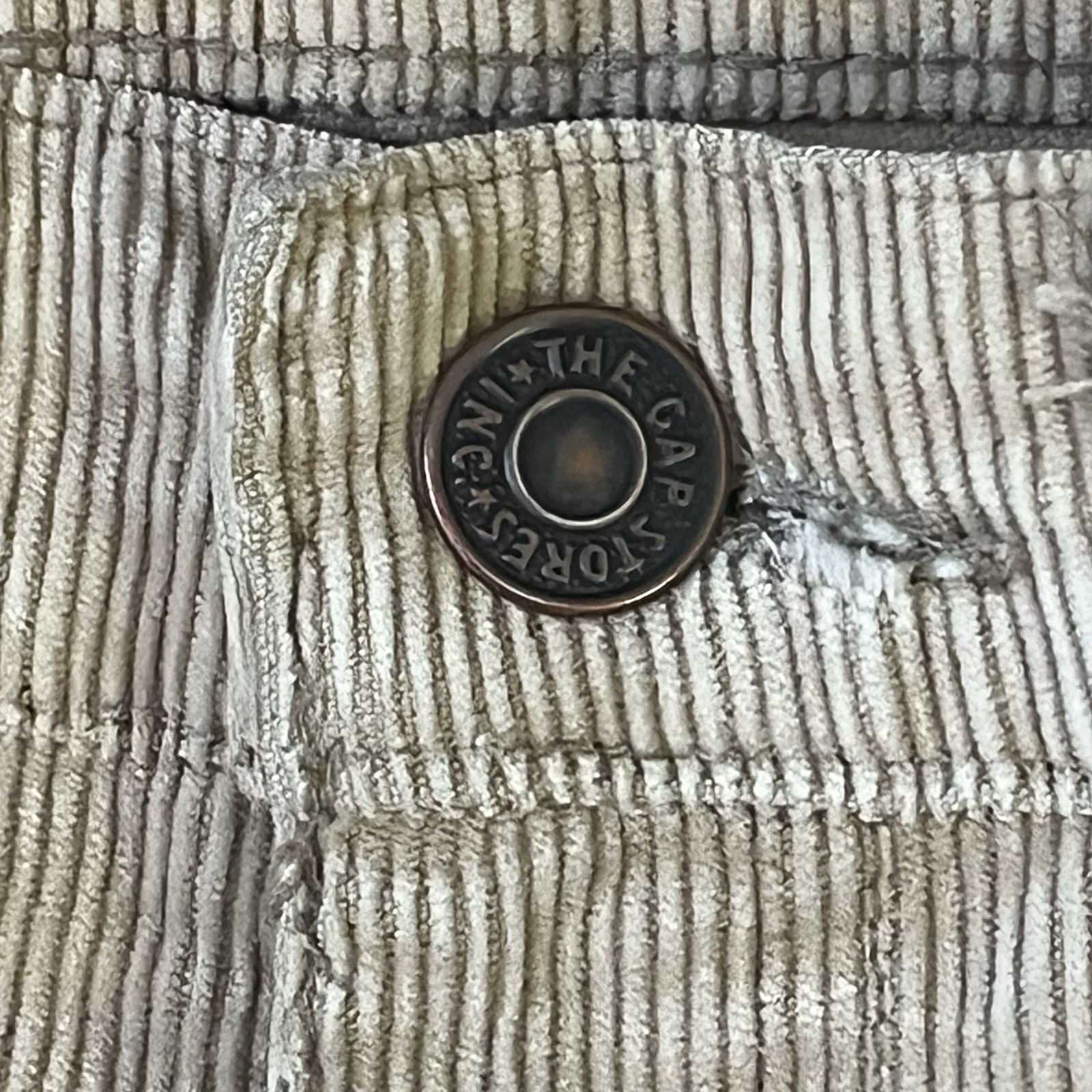 Vintage 80s Gap Pioneer Corduroy Pants Womens 28×30 Beige Distressed Cords