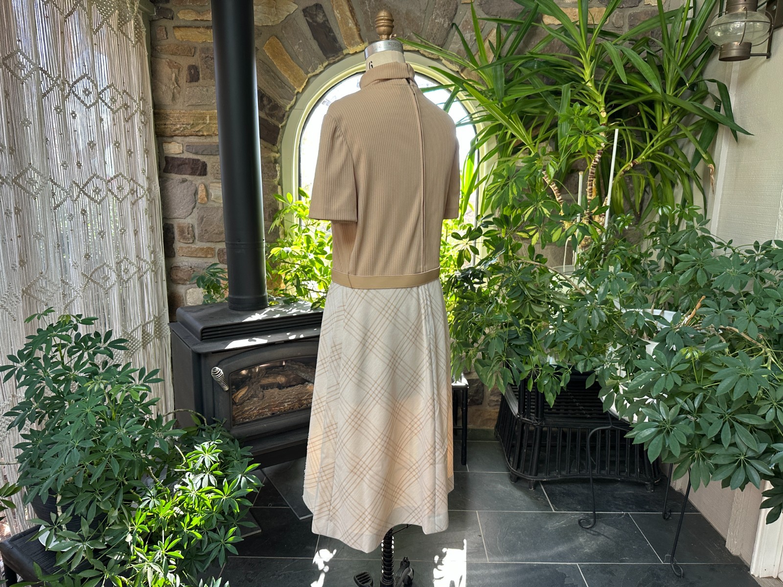 Vintage 1970s Ivory and Beige Dress with Jacket Kay Windsor The Look You Love