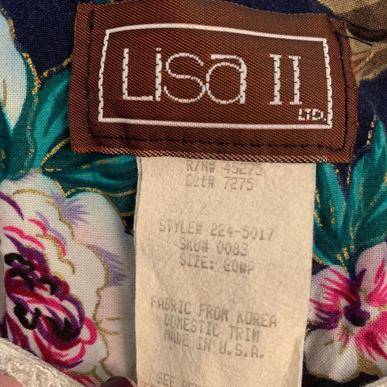 Vintage 80s Lisa II Women’s Plus Size 20P Petite Floral Lace Prairie Dress