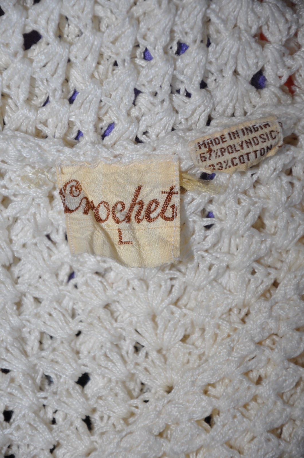 70s Cream Crochet Bohemian Knit Tank Top Sleeveless Pullover Sweater Women S M