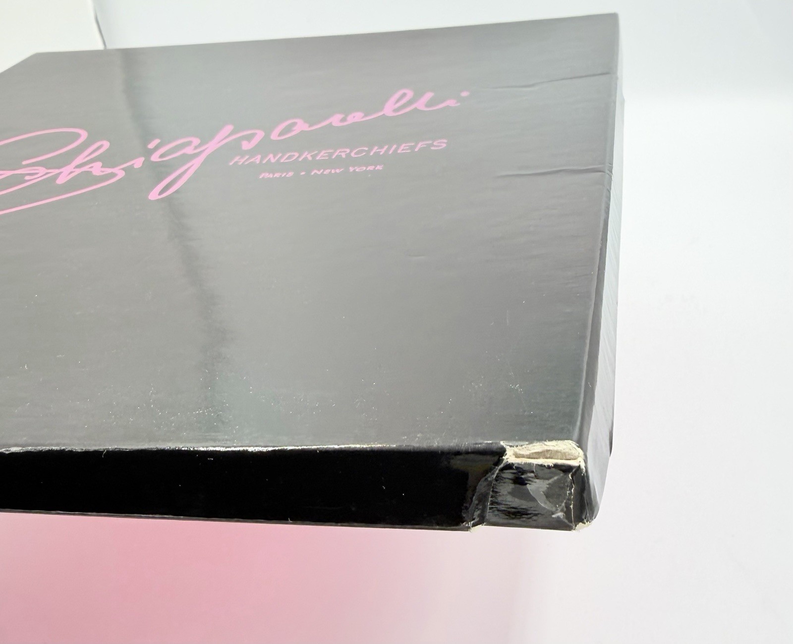 Vintage SCHIAPARELLI Pure Linen Hand Rolled Handkerchiefs In Original Box
