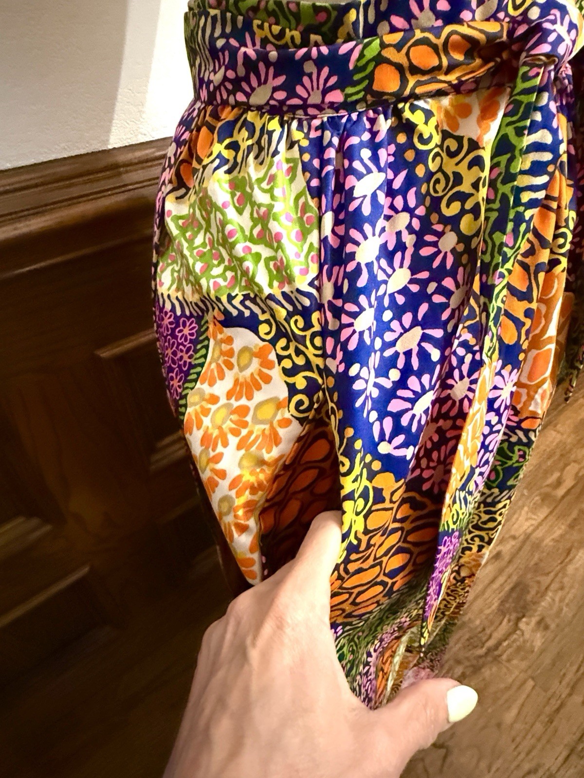 Vintage 60s The Penthouse Gallery Japan Flower Power Boho Hippie Wrap Skirt S M