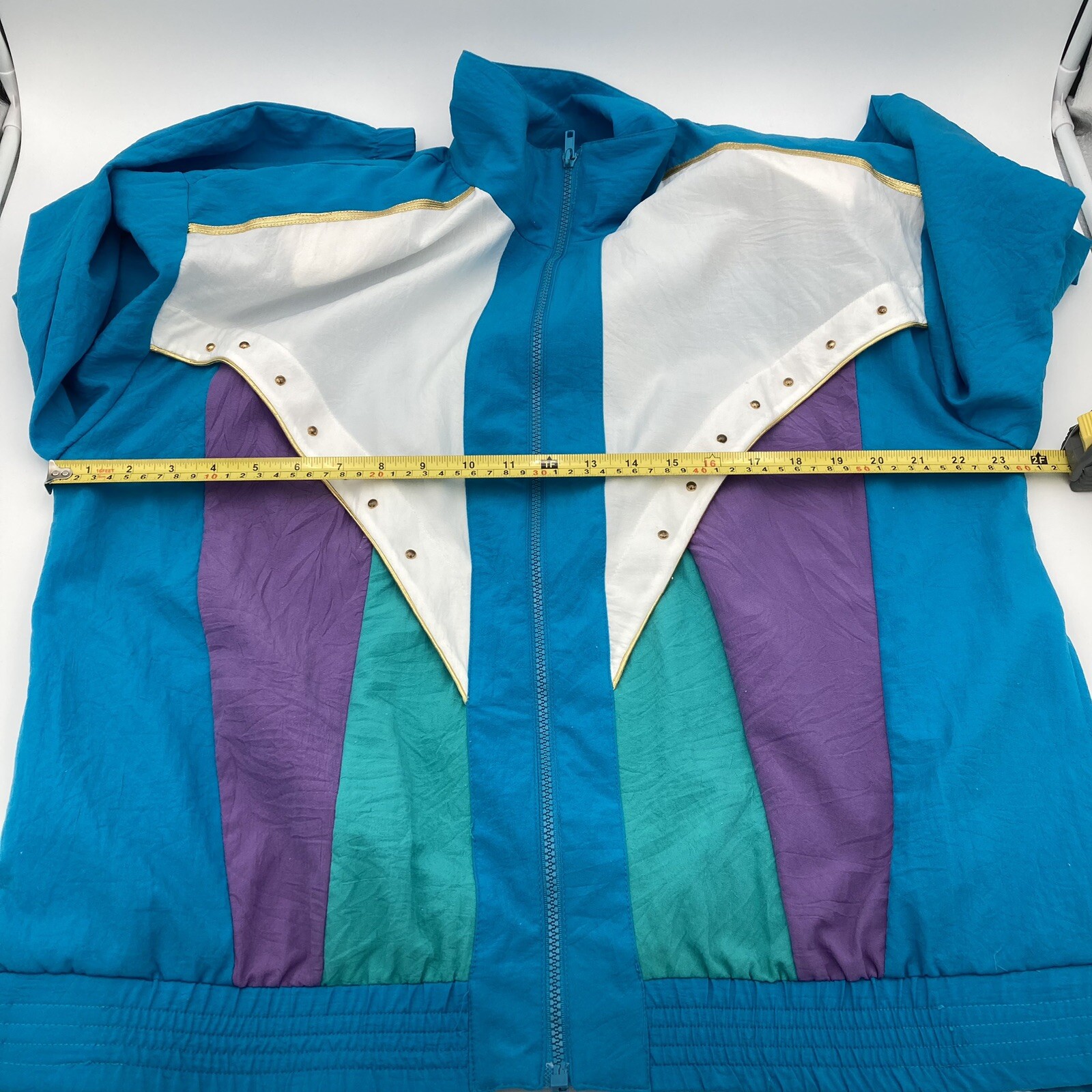 Vintage Teddi Blue Purple Green White Gold Studded Jacket Shoulder Pads 1980s