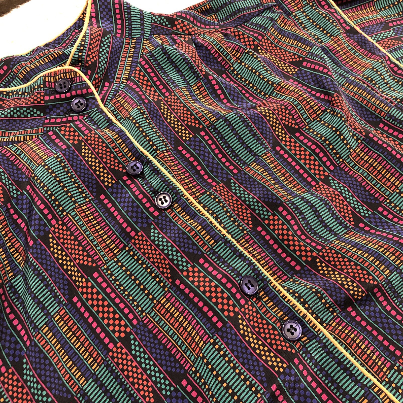 Jaymee Papell Vintage Blouse, 12, Multicolor, Button Accents