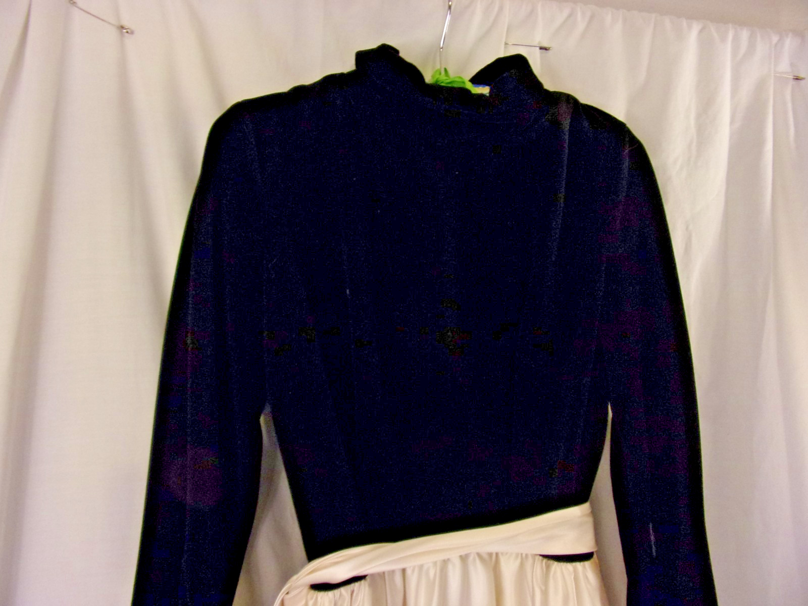 Vintage 1960S Lori Till Black Velvet White Satin Marabou Feather Cocktail Dress