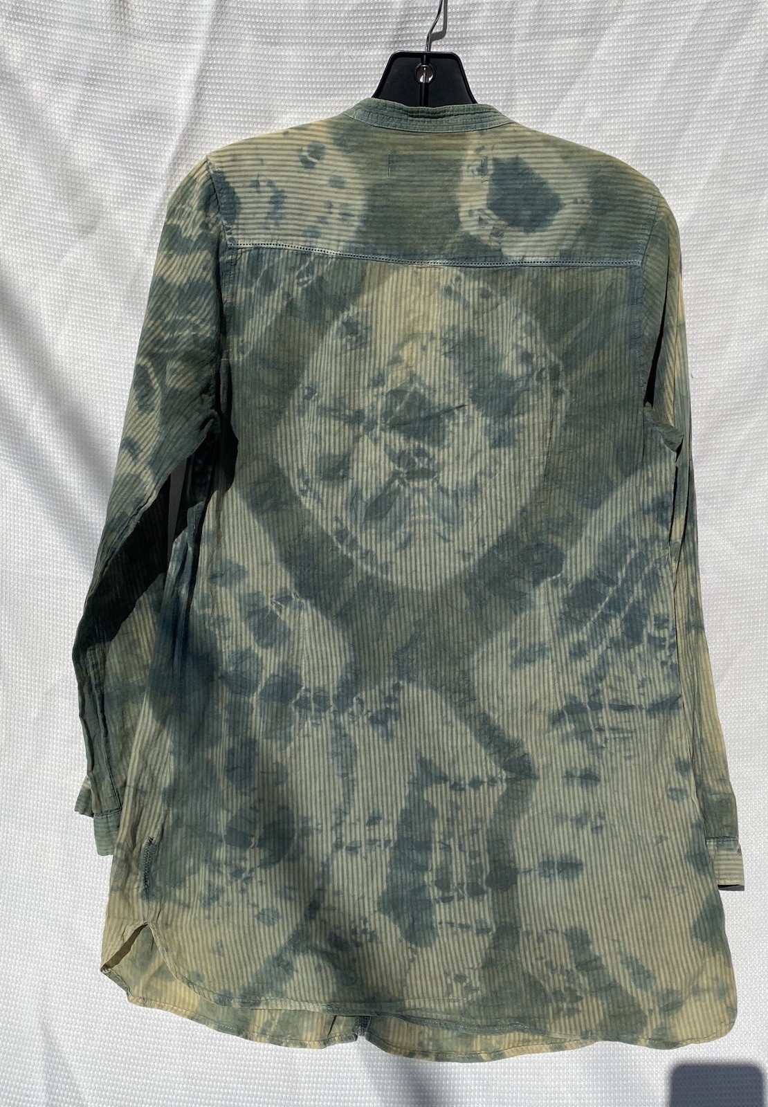 Hand Dyed Cotton Pesant Shirt Indigo And Onion Skin Shibori