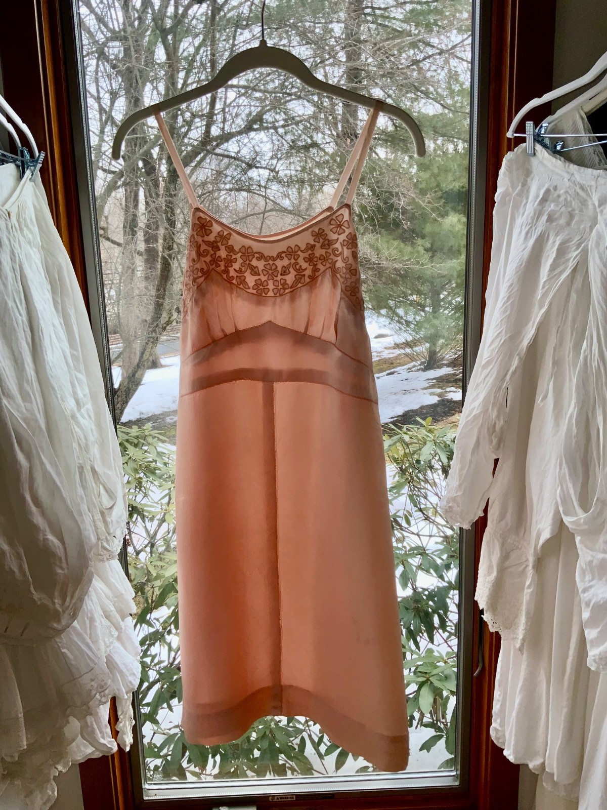 Vintage Peach Silk Satin Slip Dress – 1990s Lingerie Dress XS