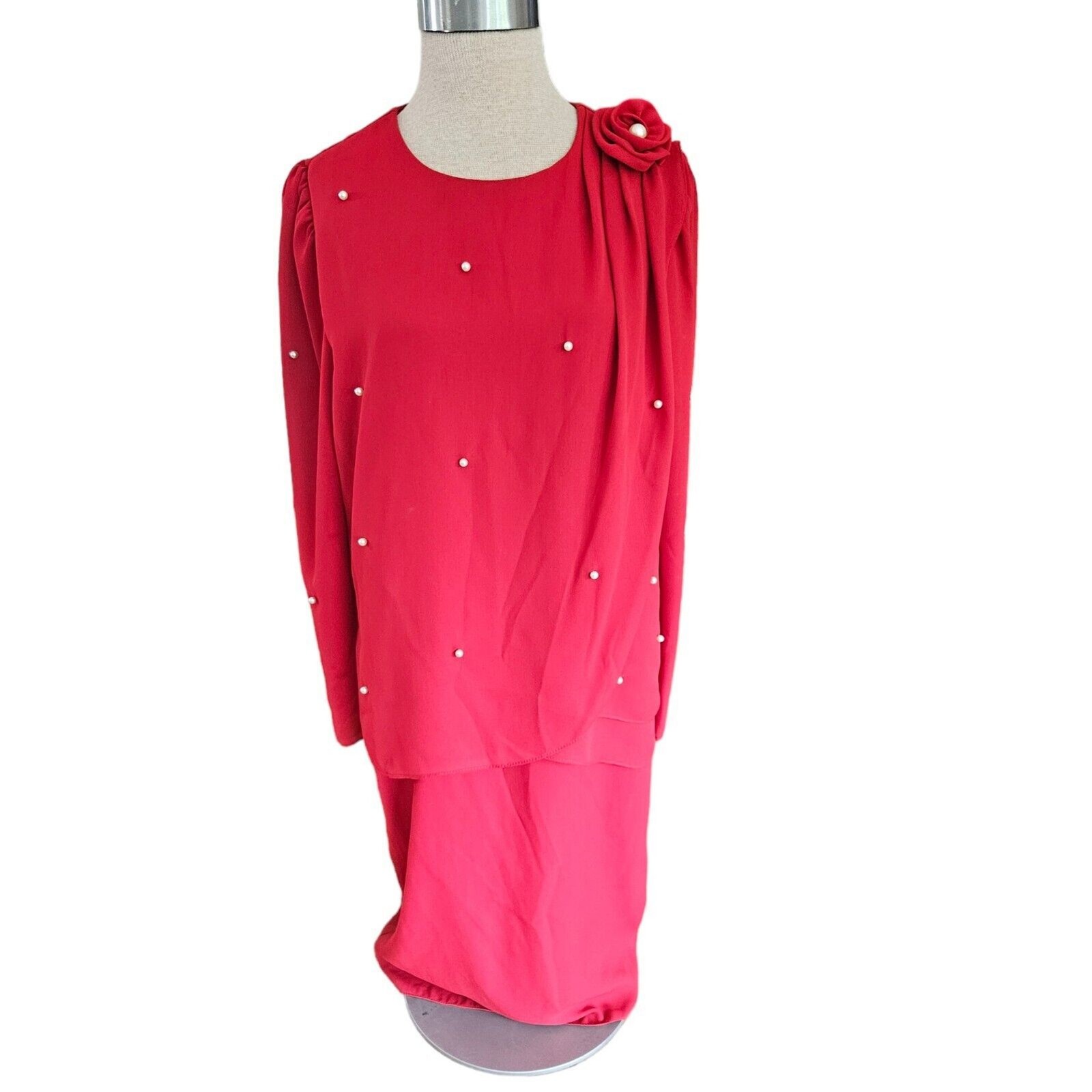 Vintage Red Dress Size 13/14 Union Made Tag Mother Of The Bride Christmas Classy
