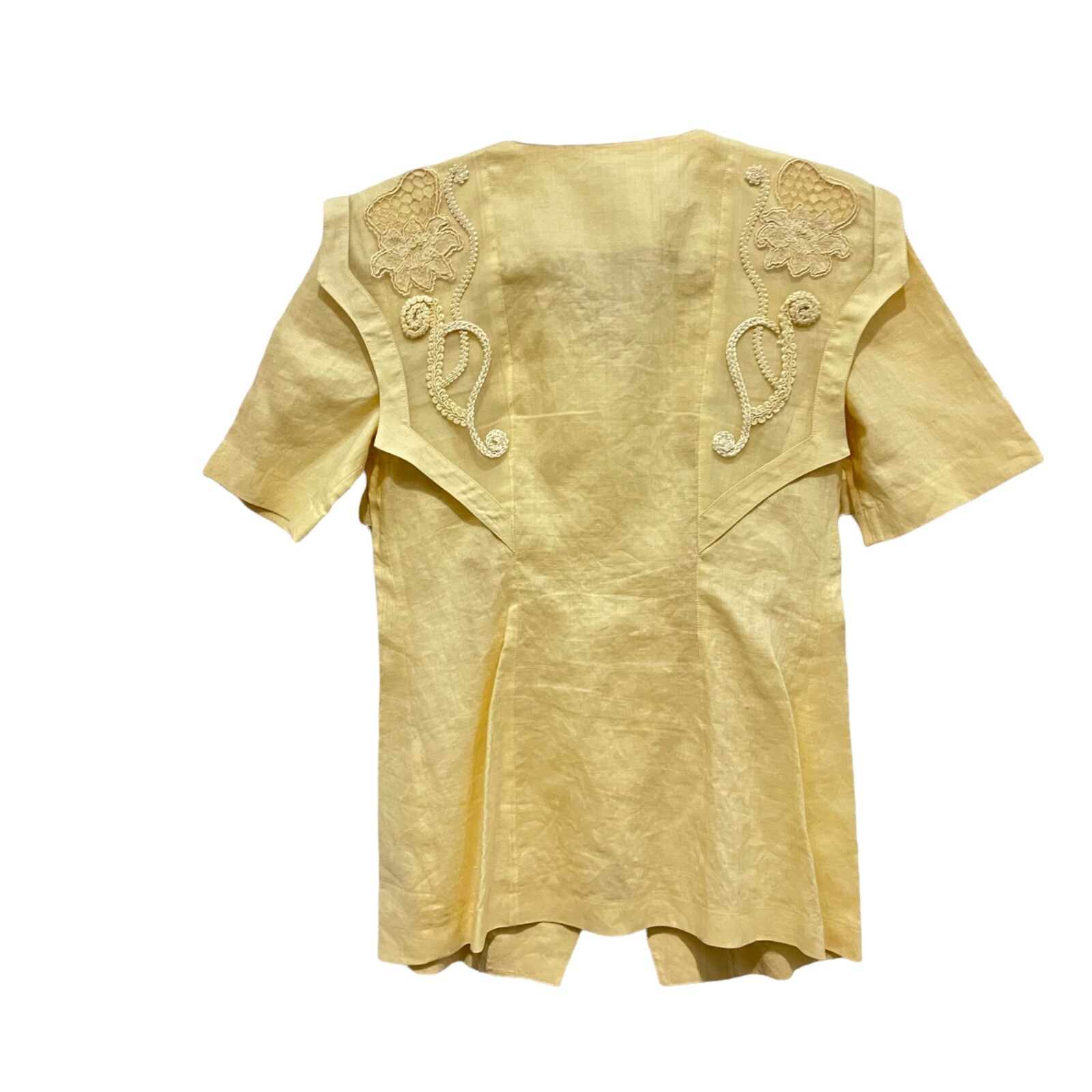 Anne French Shirt Women SZ 6 Church Easter Retro Tan Yellow Lightweight Romantic