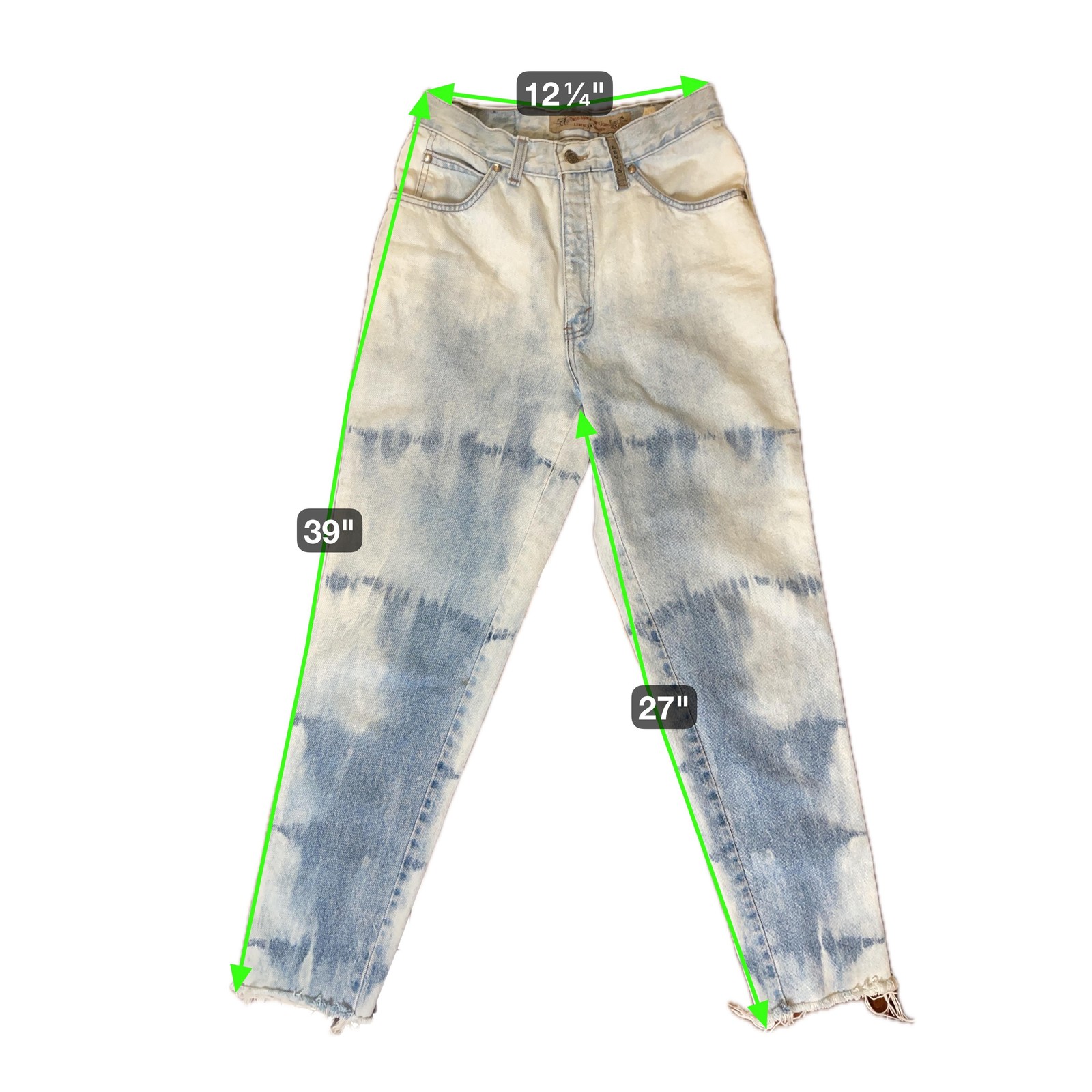 Vintage Levis 900 Series 901 Tie Dye Light Wash High Rise Tapered Jeans 24.5×27
