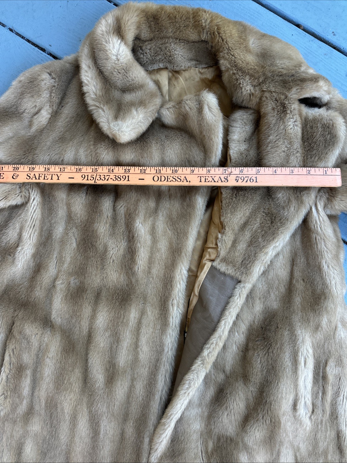Vintage 60’s Tissavel France Furrage Beige Faux Fur Long Coat Sz. Medium?
