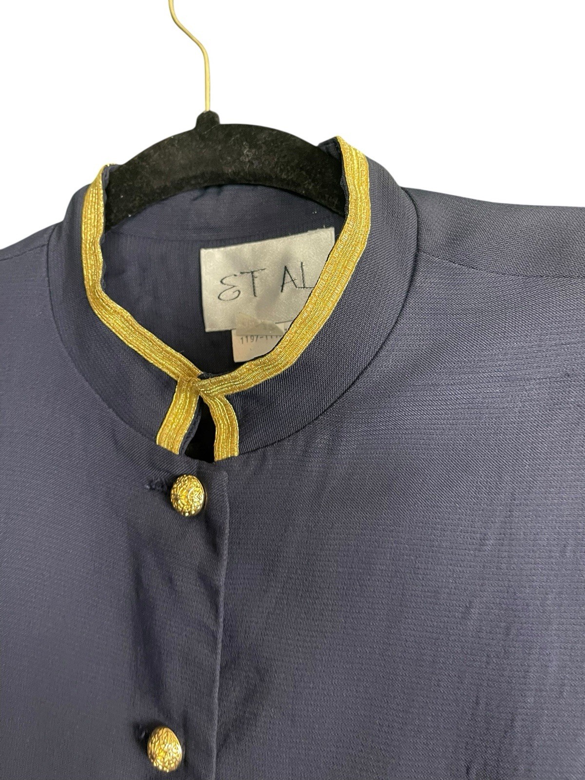 Vintage Et Al By Ronnie Rosado Blue Military Style Blouse Size 12 80s 90s Style