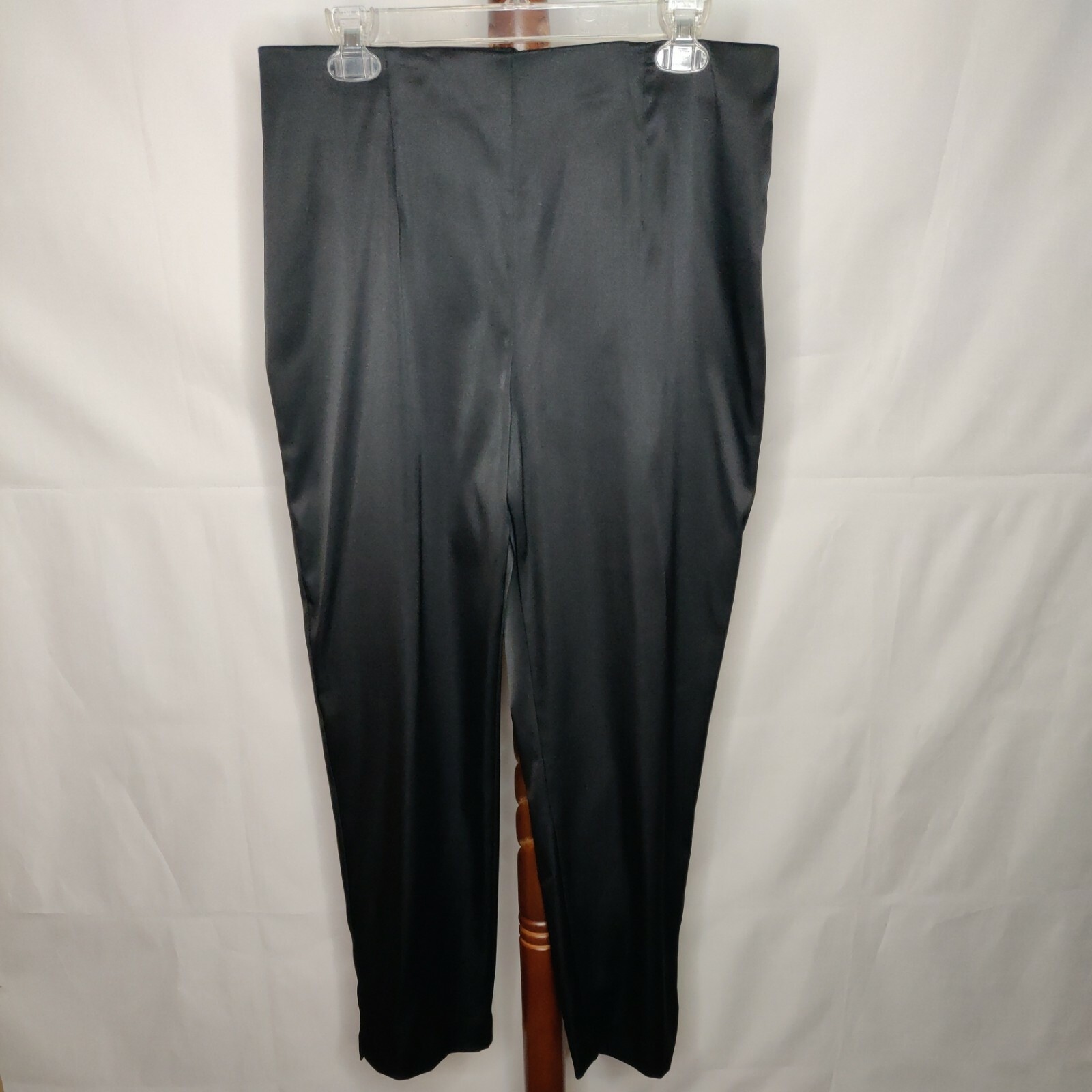 VTG CDC size 10 dress pants black shiny back zip straight leg bottom slits