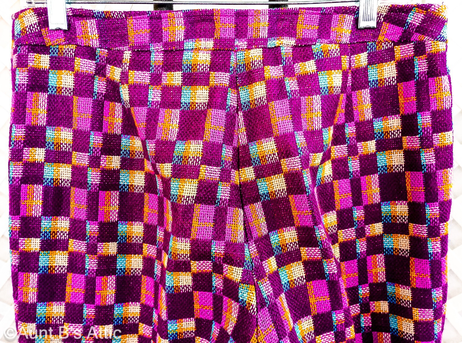 Vtg 60s-70s Raisa Ladies Multi Color Woven Acrylic Plaid Hip Hugger Pants VTG 16
