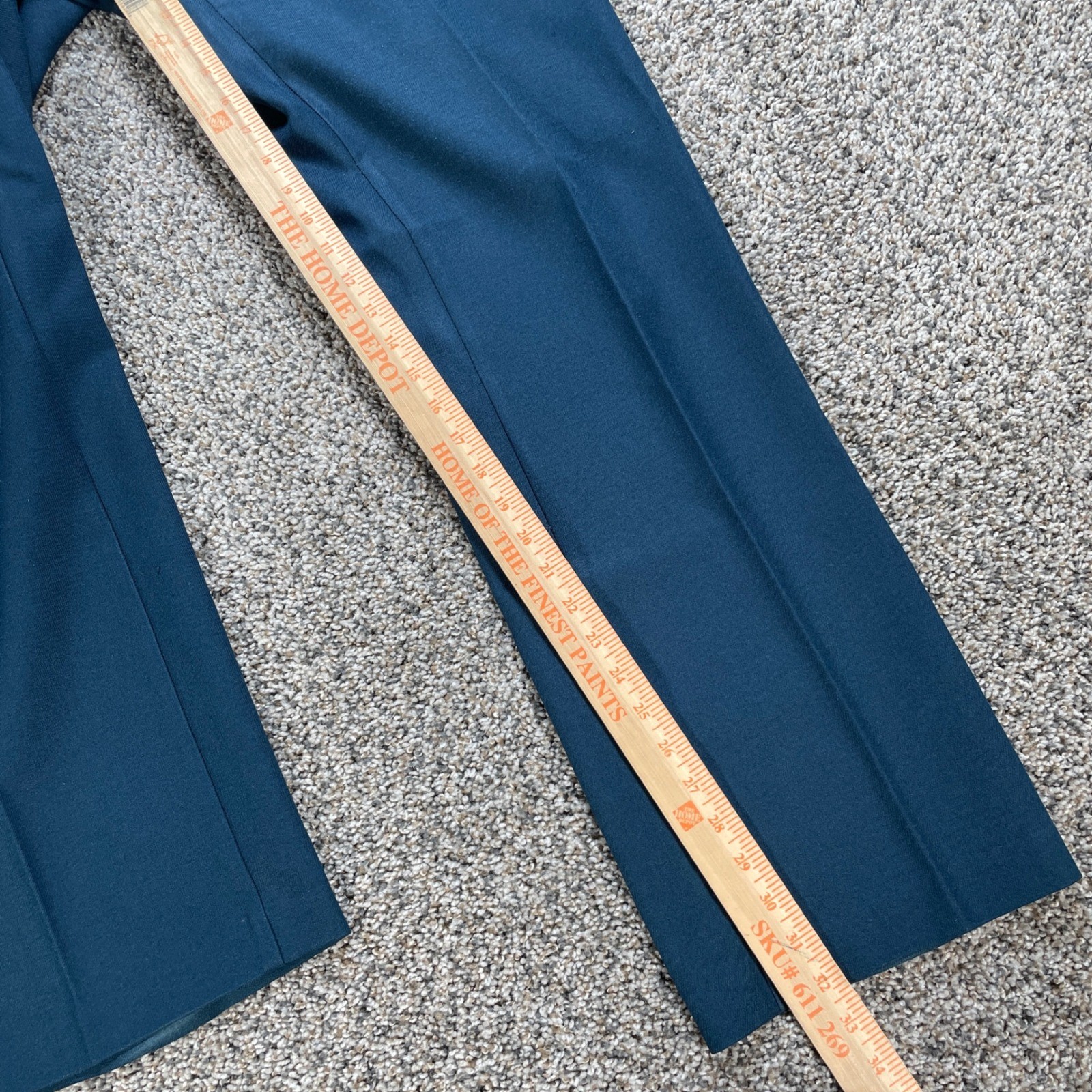 Vintage Levi’s 27×32 High Waisted Trouser Pants Teal Blue Wide Leg Polyester