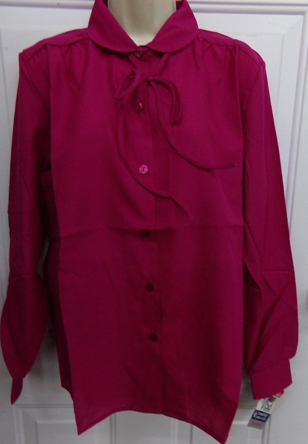 Womens Size 14 Hot Pink Fuchsia Button Front Shirt Blouse Vicki Wayne NWT