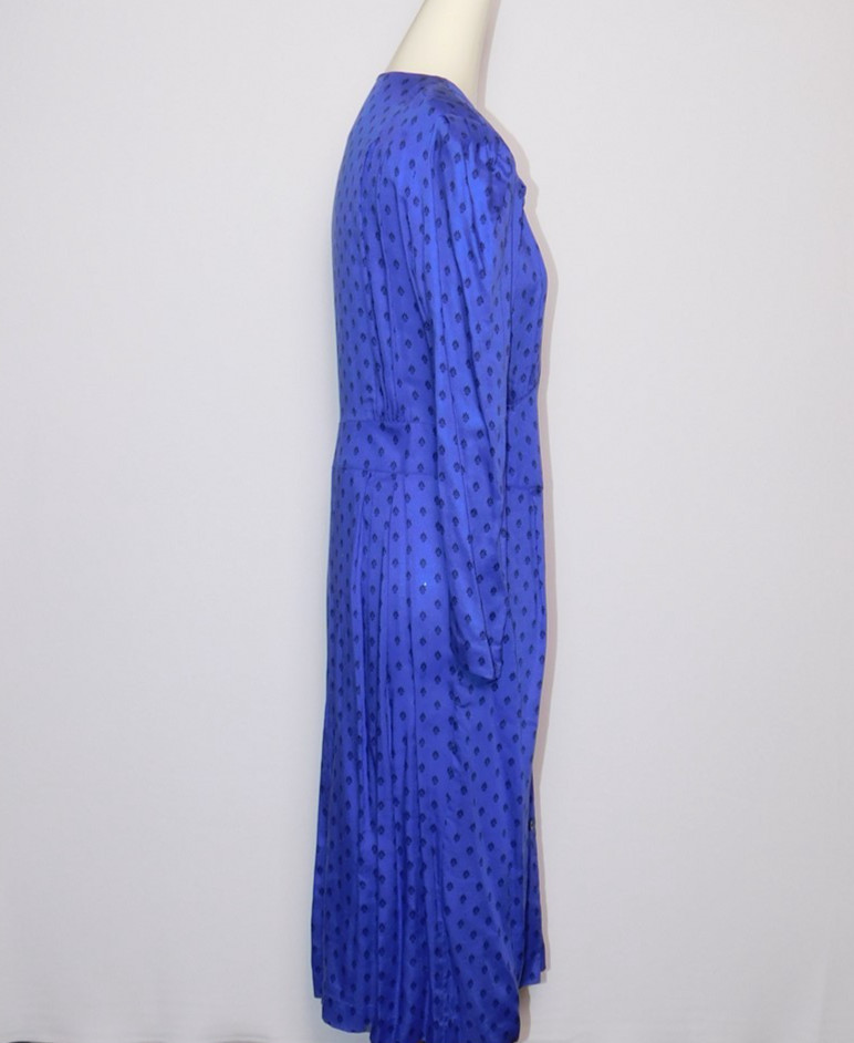 Vtg Womens Liz Claiborne Indigo Blue Rayon Long Sleeve Sheath Dress Sz 14