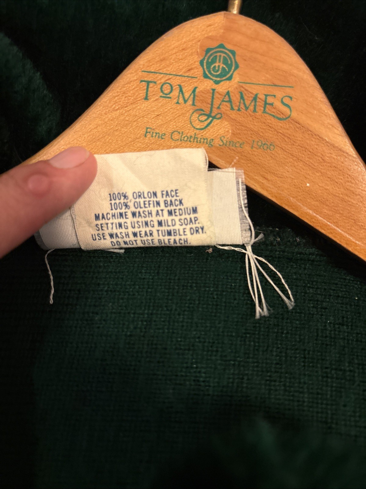 1970s Vintage Borg Hunter Green Plush Fabric Robe Size L