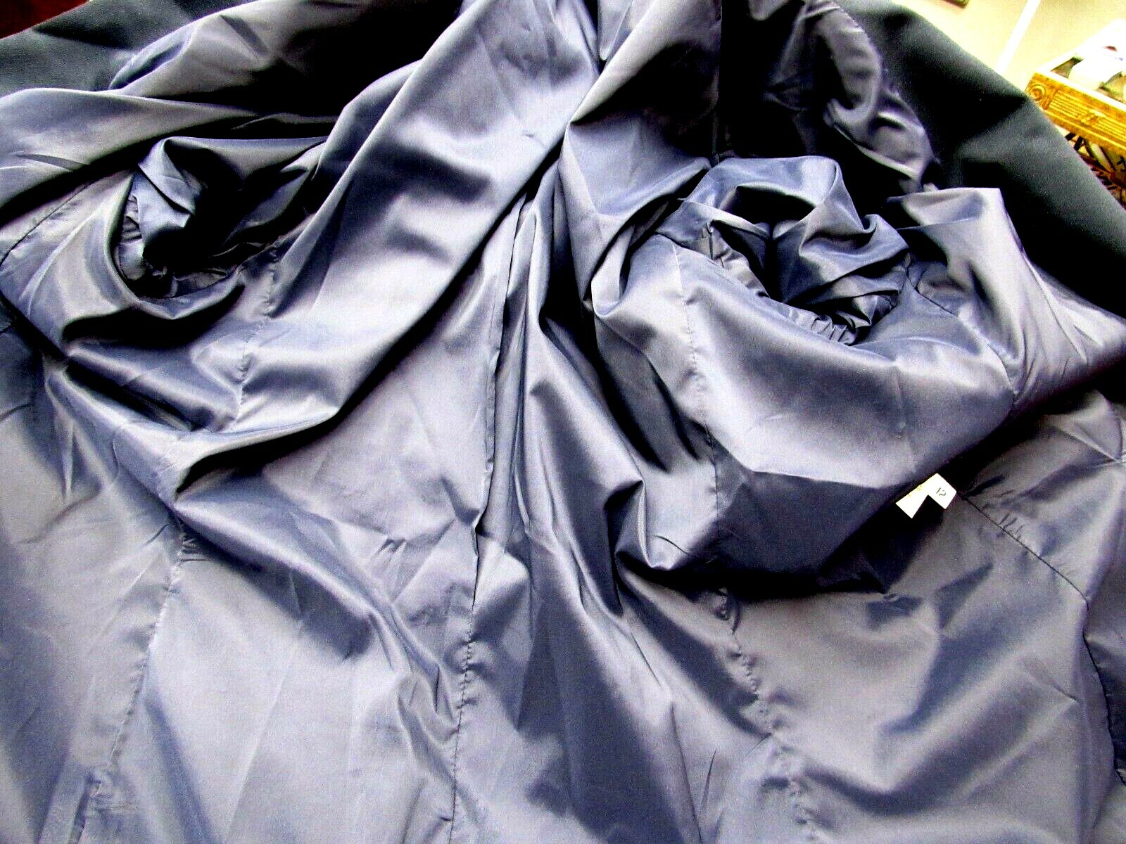 VTG H&W Jacket Wool Lined Princess Lines Long Sleeve Dark Navy 12 L XL