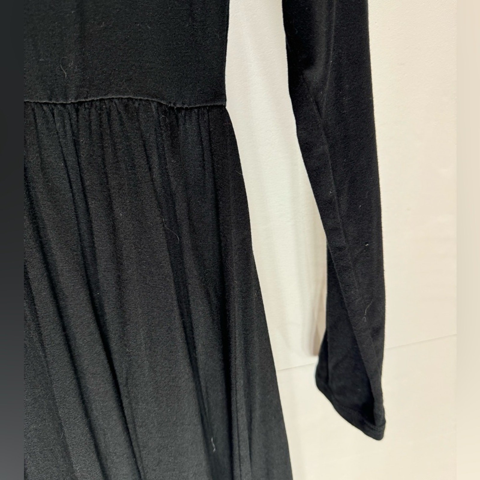 Modcloth Dress Sz Large Medium Black Long Sleeve Flowy Dress Fits 8/10/12