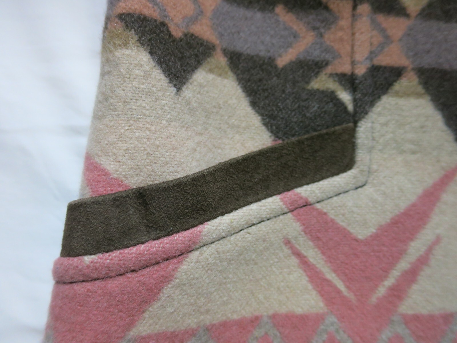 Vtg Pendleton Vest Wool Suede Trim Brown Beige Salmon Tassels Southwest Medium