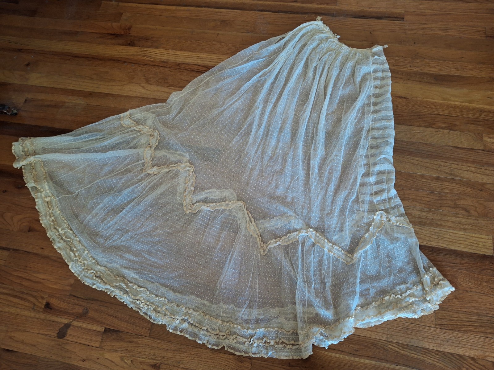 Vintage 1900 Charming Swiss Dotted/Ribbon Trim Bodice & Skirt
