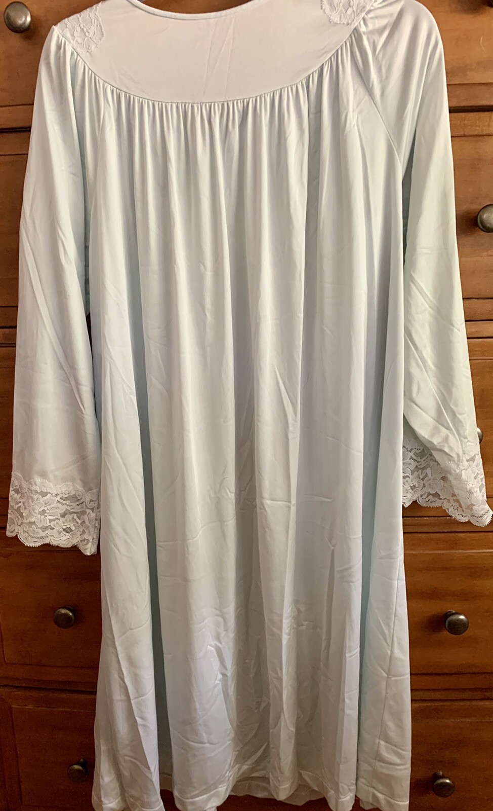 Vintage SHADOWLINE Mint Green & White Lace Nightgown Medium