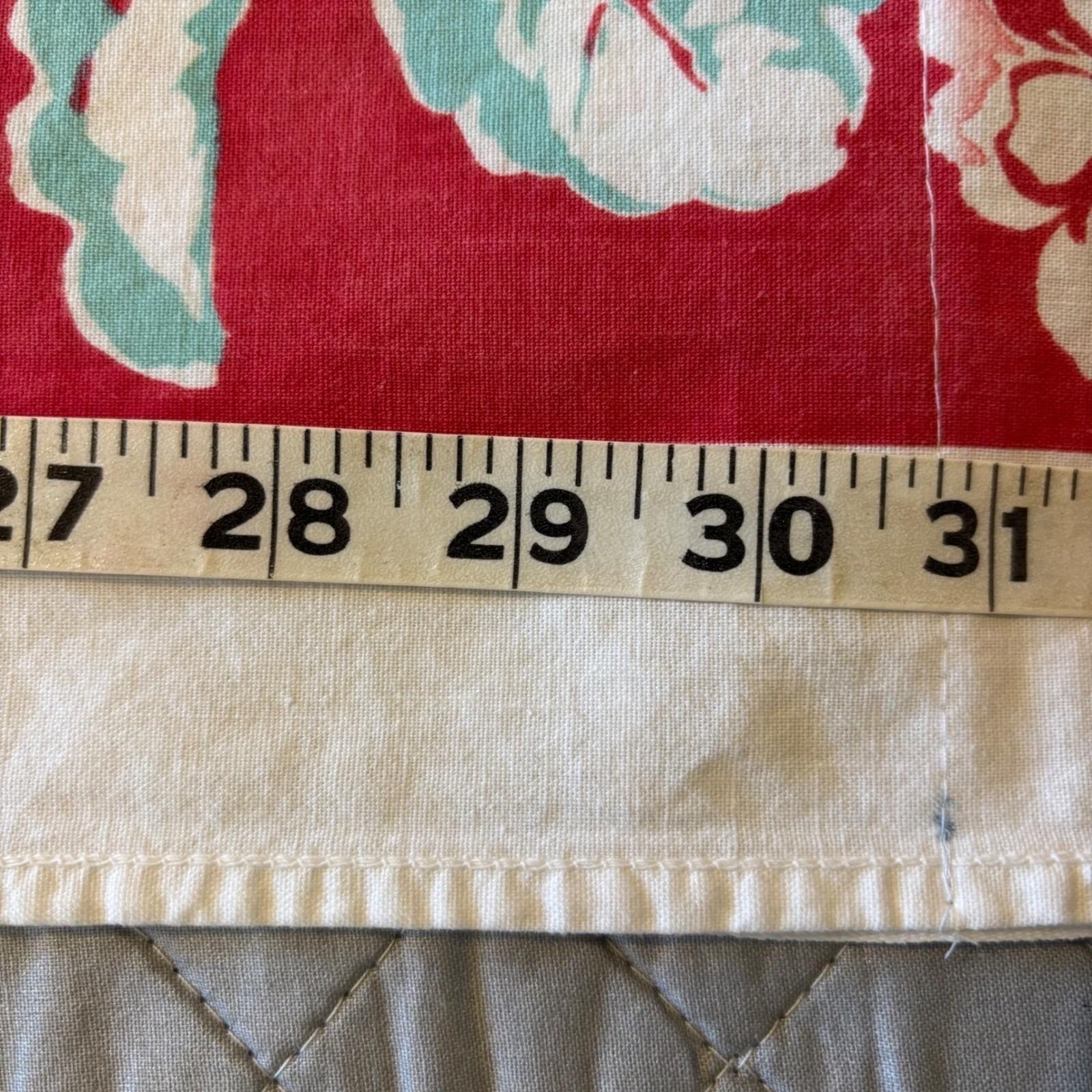 OS Plus Vintage Handmade Floral Tablecloth Caftan Top Red Wht Turquse Split Neck