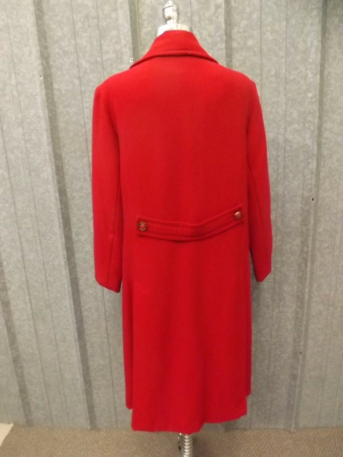 Stylecraft Vtg 1960s Red Double Breasted Belted Back Wool Insulated Long Coat L