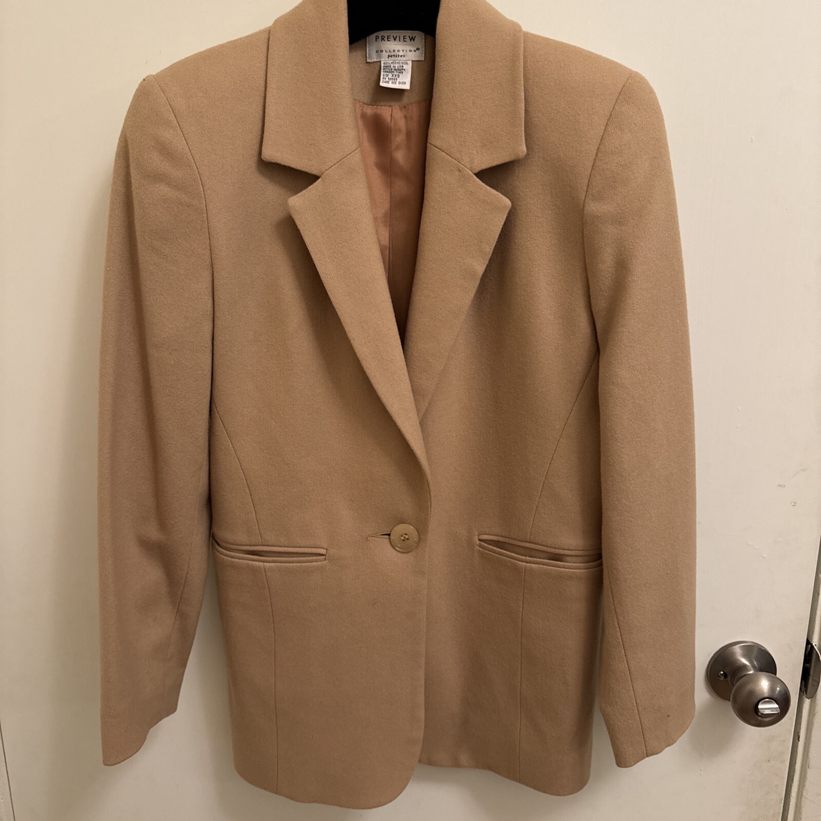 Vintage Preview International Women’s Wool Blazer-Camel Color Xxs Petite 2 4