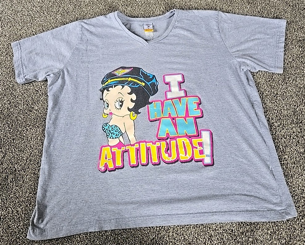 Vintage Betty Boop T Shirt 3XL 4XL Women’s Motorcycle Glitter Front Back Graphic