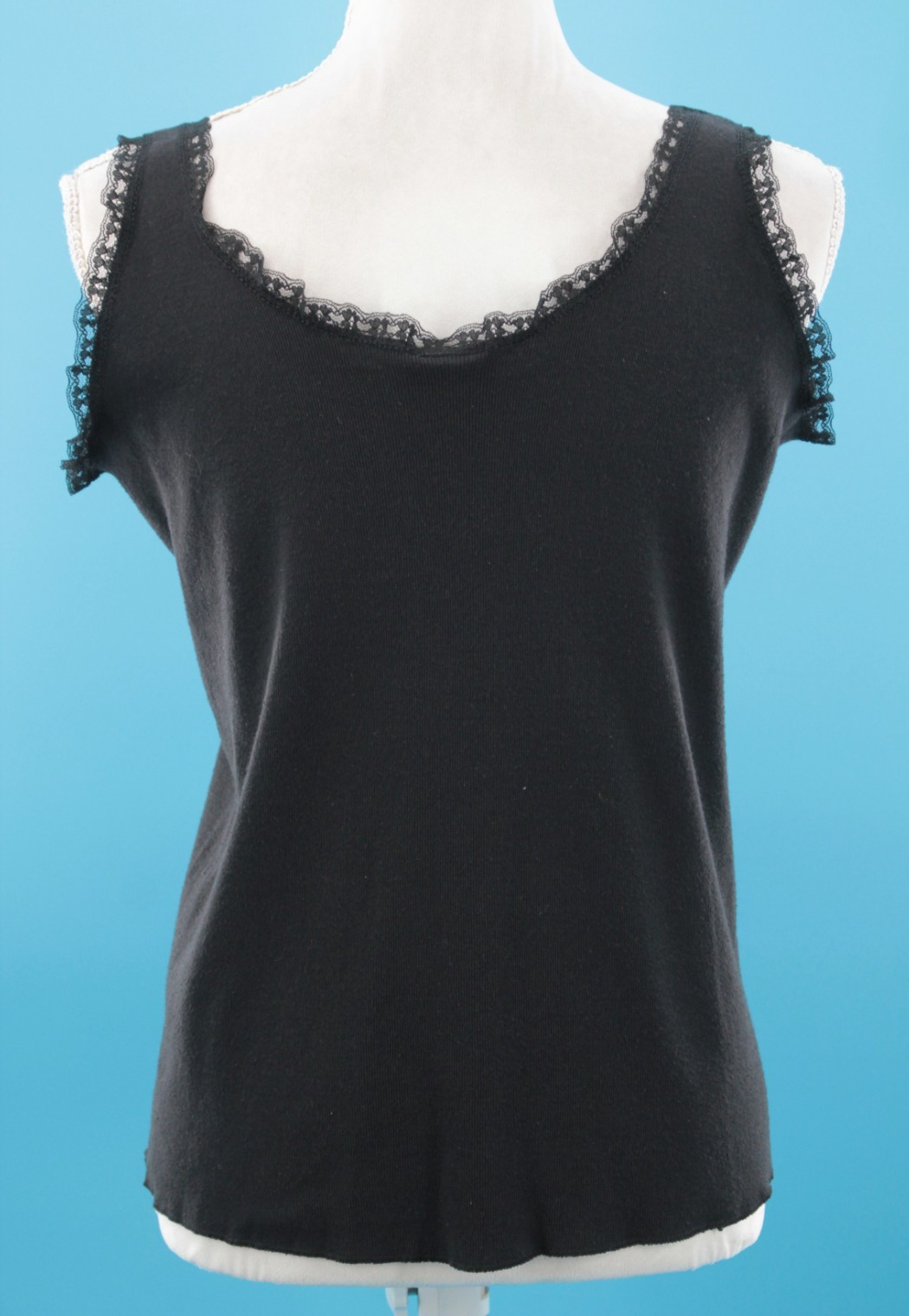 VTG Womens 90s Biker 3D Emblem Lace Trim Tank Top TShirt XL Harley Highway Honey