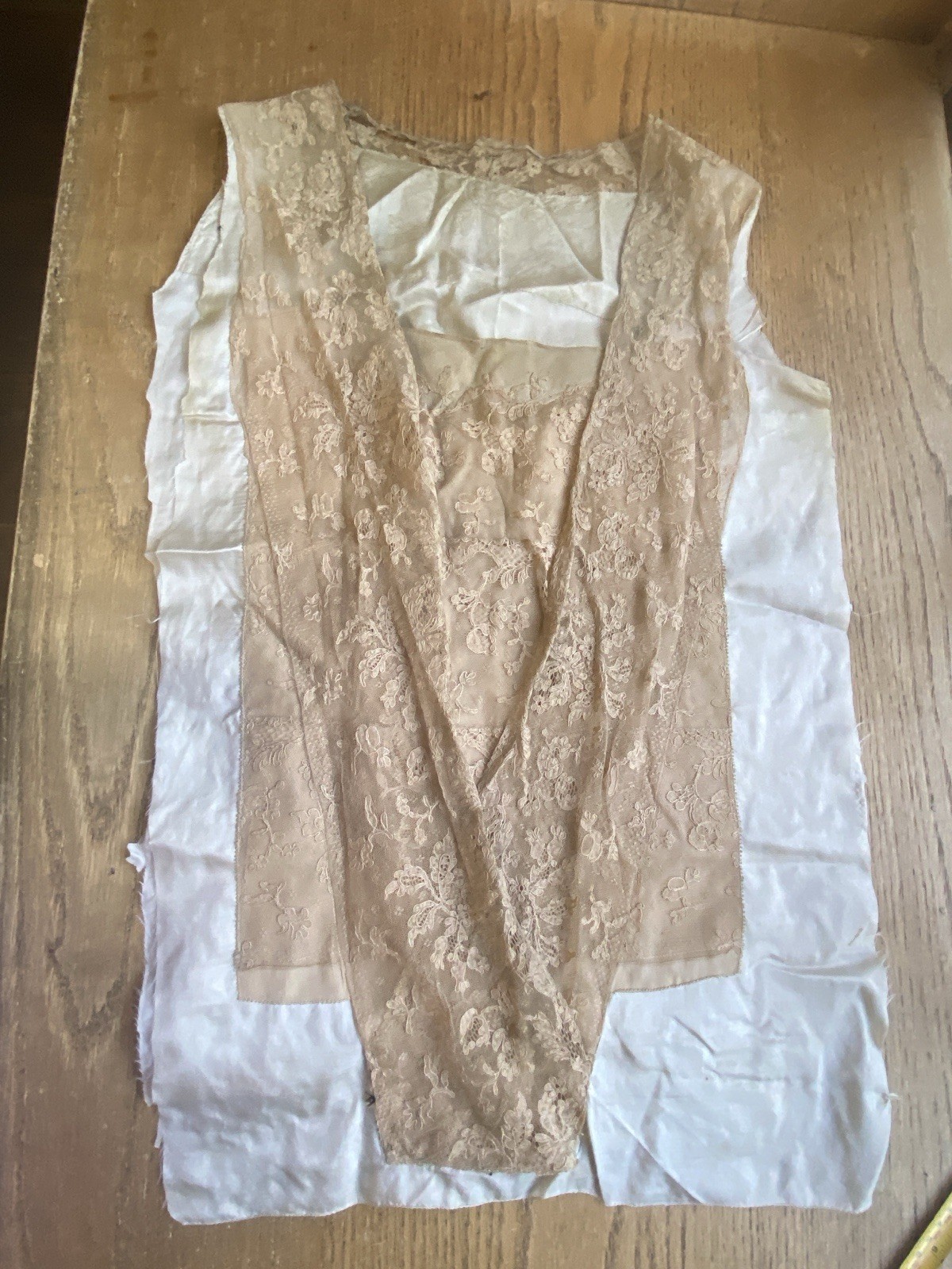 Antique Salvaged Dress Front Tambourine Chantilly Lace