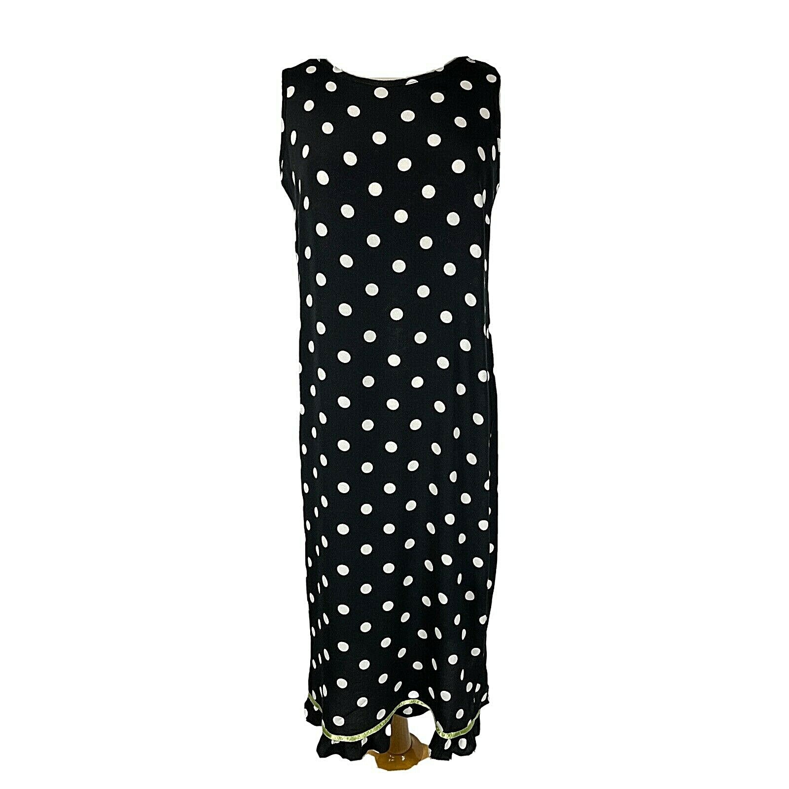 Vgt. Dressing Clio Petites Women black polka dot maxi casual Dress L Petites