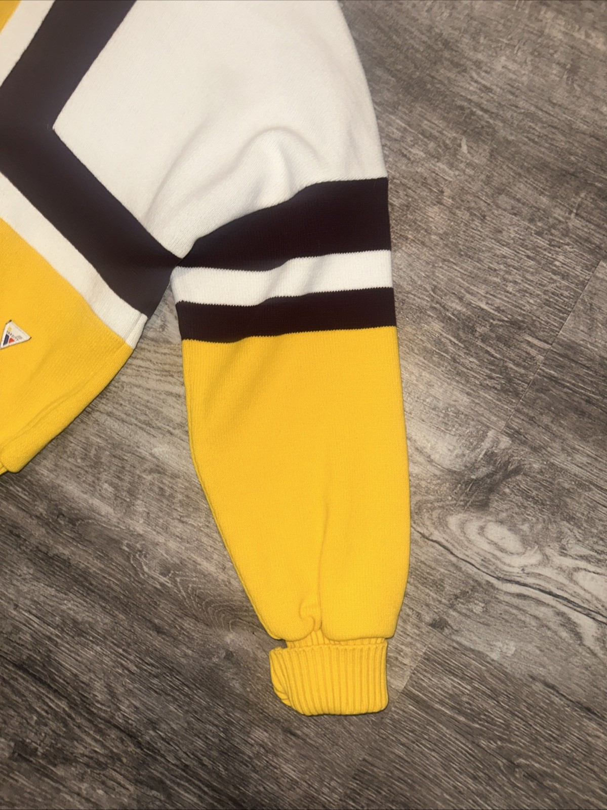Vtg Varsity Spirit KHS Cheer Sweater Womens Sz Size 38 USA Made Yellow Maroon