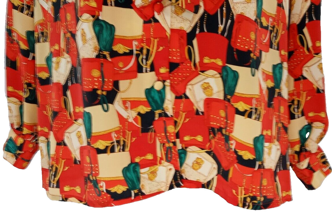 Vintage Jordan Top Women’s 14/16 Long Sleeve Blouse Red Buttons Tie Purses 90s