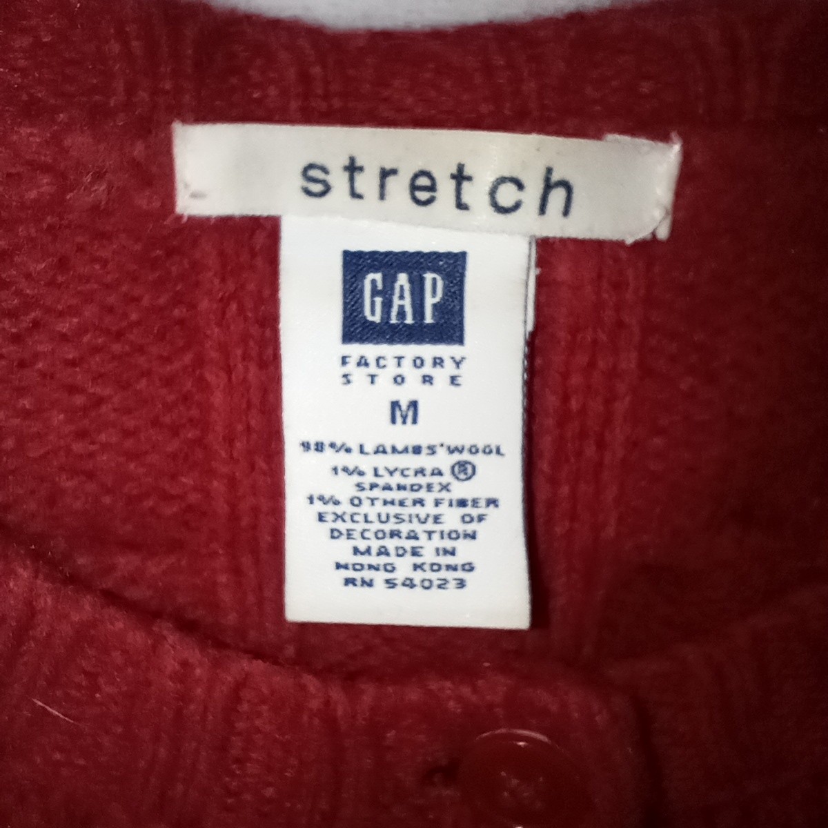 Vintage GAP Women’s M Lambs Wool Sweater EUC Cable Knit Cardigan Red Y2K BOHO
